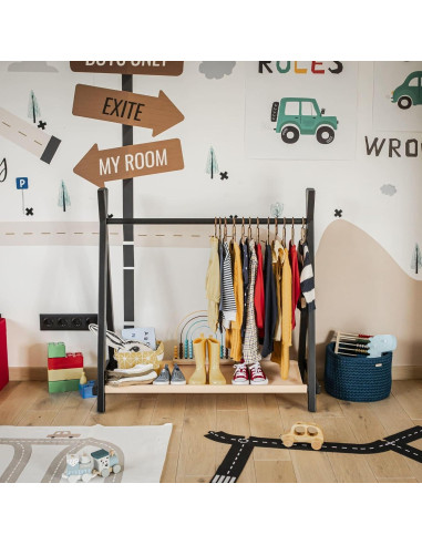 Perchero Teepee Sweet Home From Wood Negro con Almacenamiento