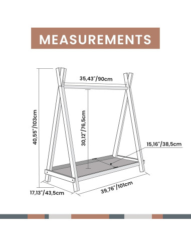 Perchero Teepee Sweet Home From Wood Negro con Almacenamiento