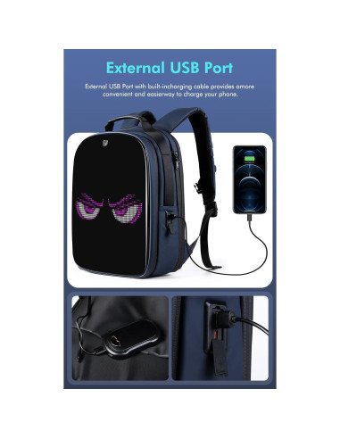 Mochila Gelrova LuminaPack X1 LED Antirrobo 20-25L Azul