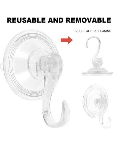 12 Ganchos de Ventosa Reutilizables TKSDWBLTY Transparentes