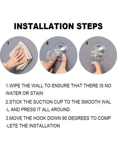 12 Ganchos de Ventosa Reutilizables TKSDWBLTY Transparentes