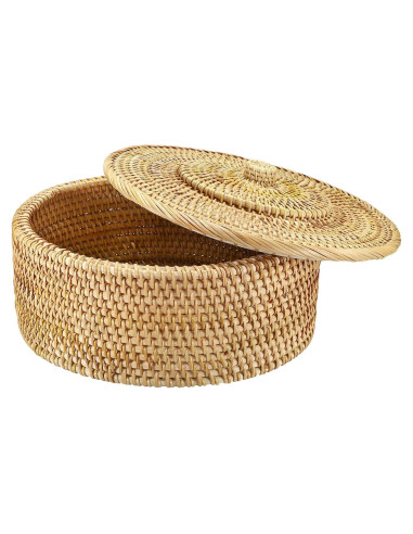 Cesta de Almacenamiento Redonda Hipiwe 30.2 cm con Tapa