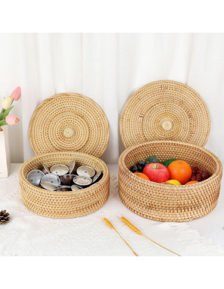 Cesta de Almacenamiento Redonda Hipiwe 30.2 cm con Tapa