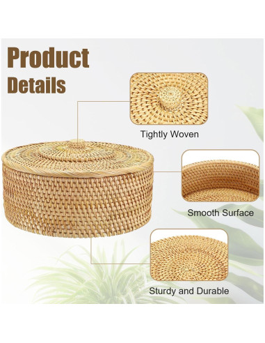 Cesta de Almacenamiento Redonda Hipiwe 30.2 cm con Tapa