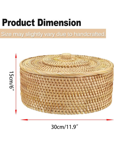 Cesta de Almacenamiento Redonda Hipiwe 30.2 cm con Tapa