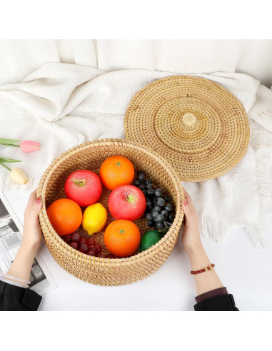 Cesta de Almacenamiento Redonda Hipiwe 30.2 cm con Tapa