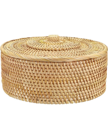 Cesta de Almacenamiento Redonda Hipiwe 30.2 cm con Tapa