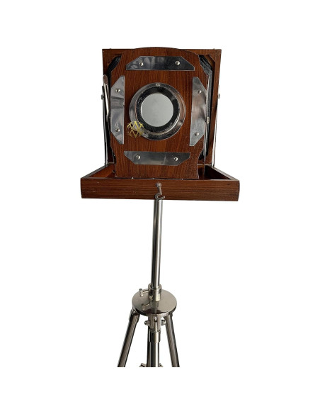 Cámara Antigua de Madera con Soporte de Trípode 119 cm