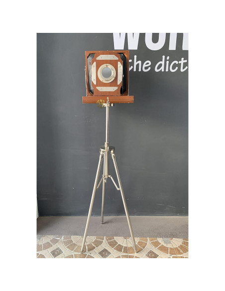 Cámara Antigua de Madera con Soporte de Trípode 119 cm