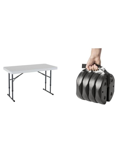 Mesa Plegable Ajustable Lifetime 80160 + Pesas Carpa 18 kg