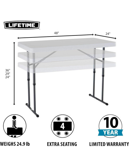 Mesa Plegable Ajustable Lifetime 80160 + Pesas Carpa 18 kg