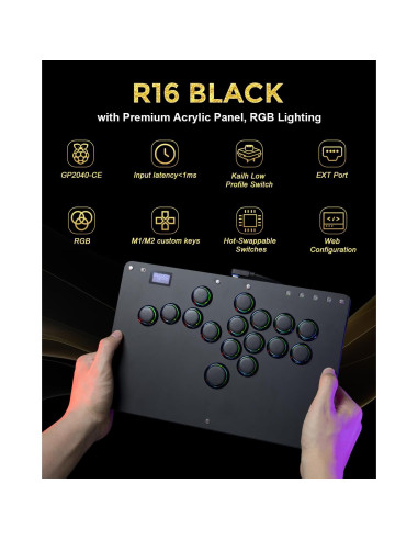 Controlador Arcade Haute42 R16 para Switch/PC/PS4/PS3 - RGB y Turbo