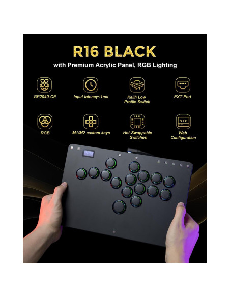 Controlador Arcade Haute42 R16 para Switch/PC/PS4/PS3 - RGB y Turbo