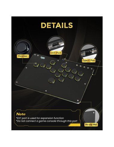 Controlador Arcade Haute42 R16 para Switch/PC/PS4/PS3 - RGB y Turbo