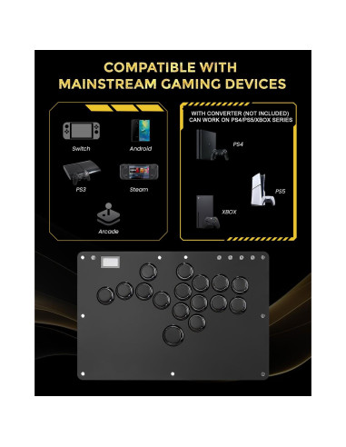 Controlador Arcade Haute42 R16 para Switch/PC/PS4/PS3 - RGB y Turbo