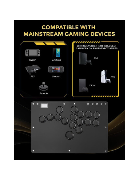 Controlador Arcade Haute42 R16 para Switch/PC/PS4/PS3 - RGB y Turbo