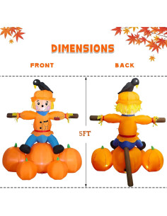 Decoración Inflable Joliyoou Espantapájaros 1.52m LED Halloween 2
