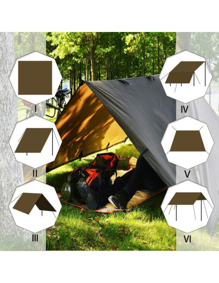 Lona Impermeable KALINCO 3x3m para Camping y Senderismo