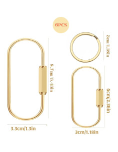 6 Clips de Carabiner JIUANODD de Latón Dorado para Llaveros 2
