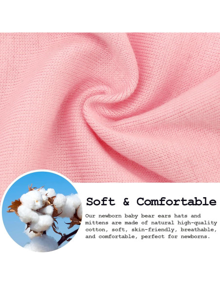 Conjunto Gorro y Manoplas Bebé AQOKKA Orejas de Oso 0-3 Meses