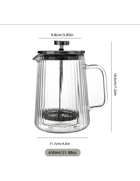Cafetera Prensa Francesa Artezza Home 650ml Vidrio Borosilicato