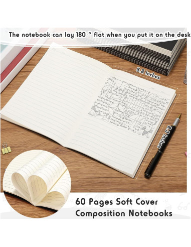 Paquete de 100 Cuadernos A5 Rayados Handepo Tapa Suave Negro