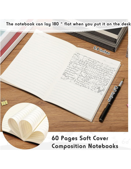 Paquete de 100 Cuadernos A5 Rayados Handepo Tapa Suave Negro