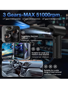 Soplador de Aire Comprimido LGINZS 68W 51000RPM Recargable 2