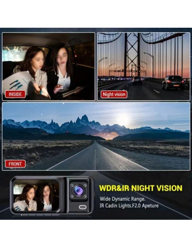 Cámara Dash Shkalacar RM Doble 1080P con Visión Nocturna
