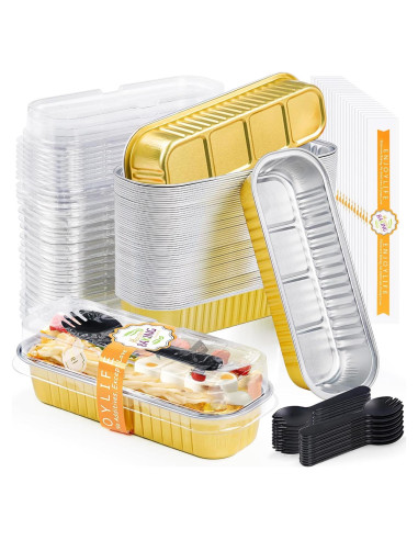 30 Moldes Rectangulares Desechables ZOXILEN 200ml Dorados