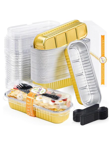 30 Moldes Rectangulares Desechables ZOXILEN 200ml Dorados