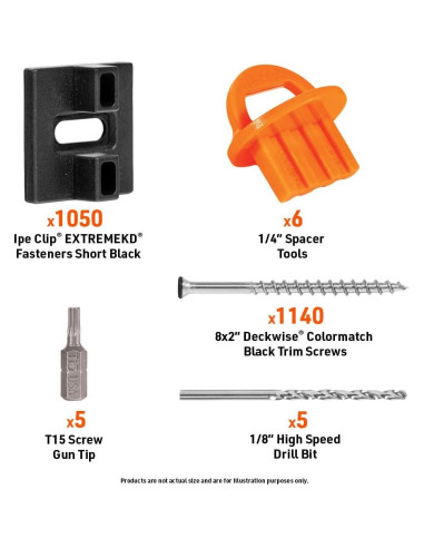 Clip Ipe Oculto DeckWise ExtremeKD Negro 1050 Piezas 600 Pies