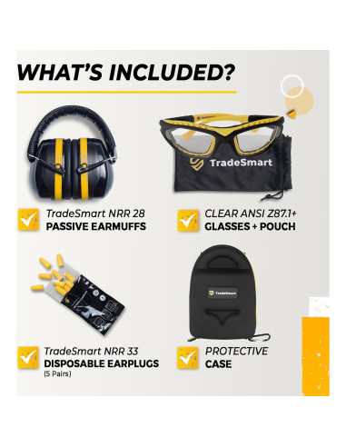 TradeSmart Protección Auditiva y Gafas para Tiro NRR 28