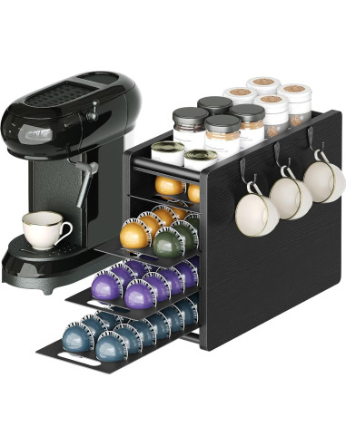 Soporte para Cajón de Cápsulas de Café YATINEY 72 Cápsulas Negro