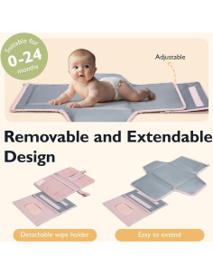 Almohadilla de Cambio Portátil Mommore Rosa Expandible 90-116 cm 2