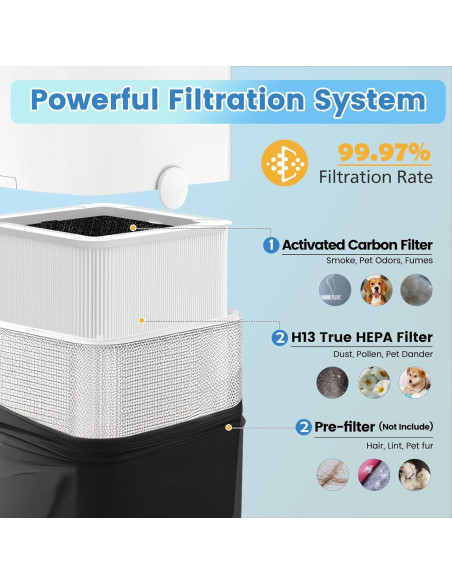 Filtro de Reemplazo HEPA LUFFYLIVE para Purificador Blueair 211+