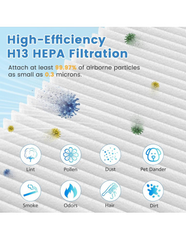 Filtro de Reemplazo HEPA LUFFYLIVE para Purificador Blueair 211+