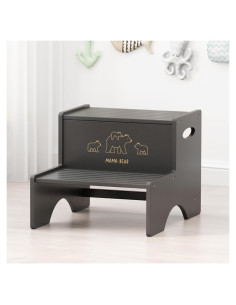 Escalera de Bambú 2 Pasos Wisuce Antideslizante 204kg Negro