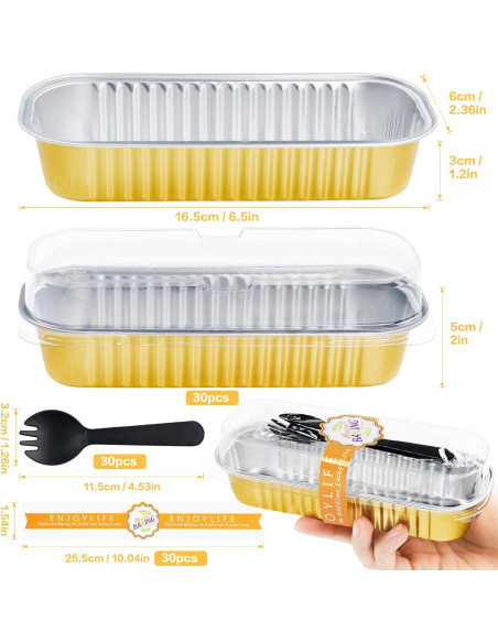 30 Moldes Rectangulares Desechables ZOXILEN 200ml Dorados