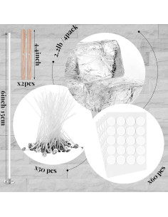 Cera de Vela de Gel Transparente 2 kg HyqehrtYazc + 50 Mechas 2