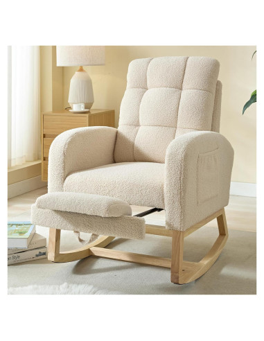 Silla Mecedora NIOIIKIT Moderna Tapizada para Guardería Albaricoque