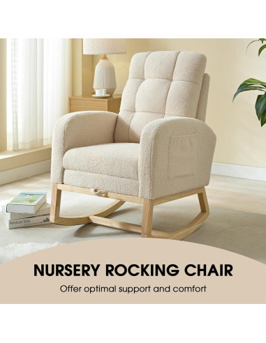 Silla Mecedora NIOIIKIT Moderna Tapizada para Guardería Albaricoque