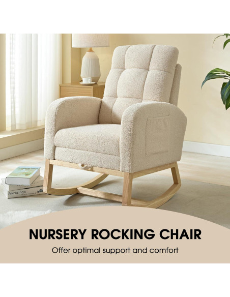 Silla Mecedora NIOIIKIT Moderna Tapizada para Guardería Albaricoque