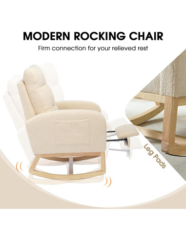 Silla Mecedora NIOIIKIT Moderna Tapizada para Guardería Albaricoque