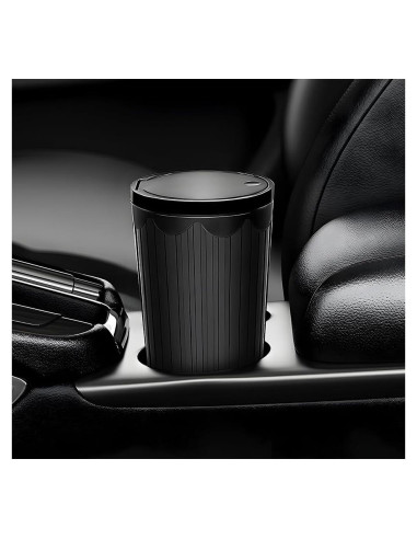 Basurero de coche Gasedin con tapa, plástico ABS, negro
