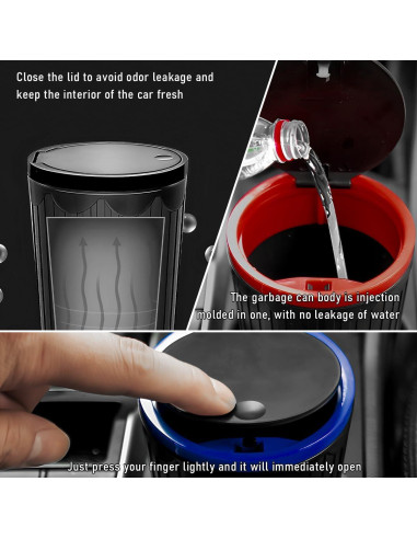 Basurero de coche Gasedin con tapa, plástico ABS, negro