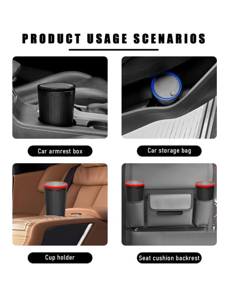 Basurero de coche Gasedin con tapa, plástico ABS, negro