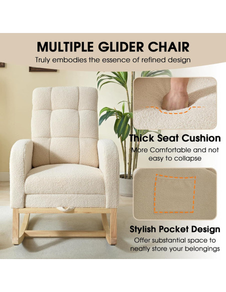 Silla Mecedora NIOIIKIT Moderna Tapizada para Guardería Albaricoque