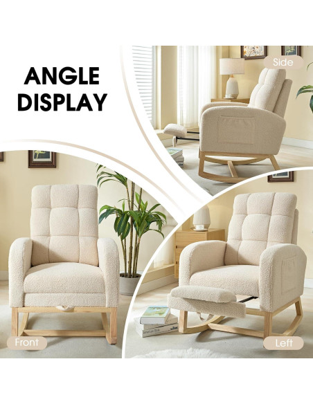 Silla Mecedora NIOIIKIT Moderna Tapizada para Guardería Albaricoque