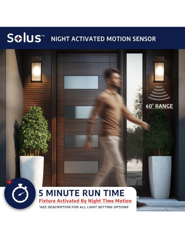 Luz de Pared de Seguridad Exterior Solus - Sensor Movimiento, Bronce